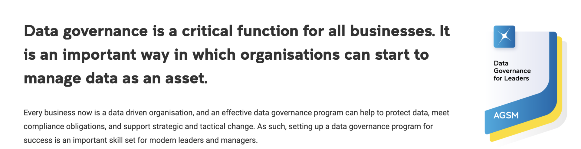 Data Governance for Leaders AGSM Sydney